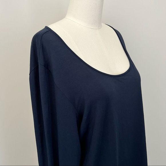Eileen Fisher Navy Blue Long Sleeve Scoop Neck T-Shirt - Picture 8 of 10